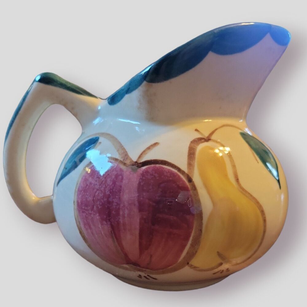 Puritan Slip Ware Pottery Apple & Pear Water creamer Pitcher Vintage Mid Century